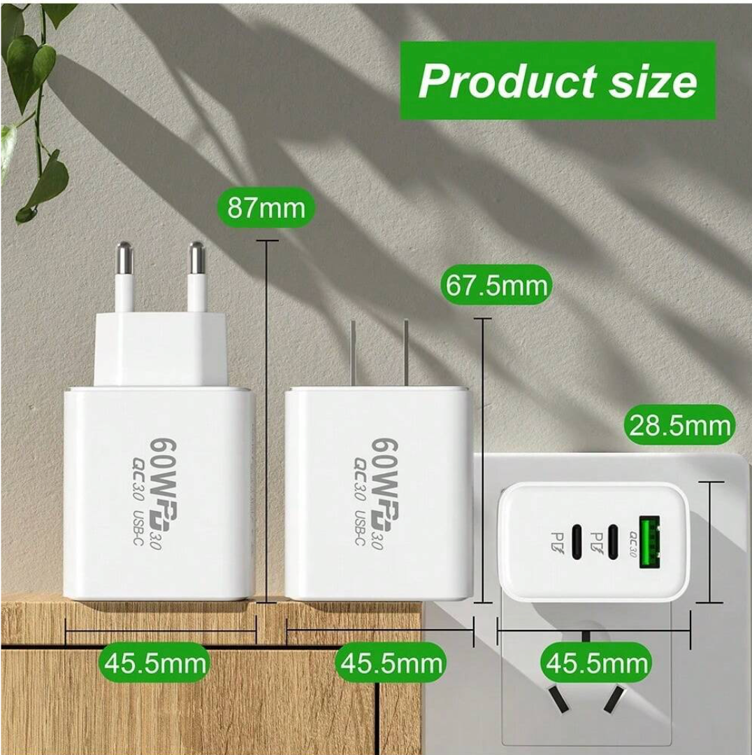 Incarcator fast charge 3 in 1, 60W
