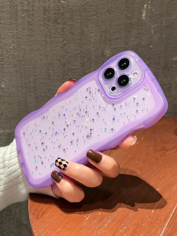 Husa iPhone Purple Wavy Glitter