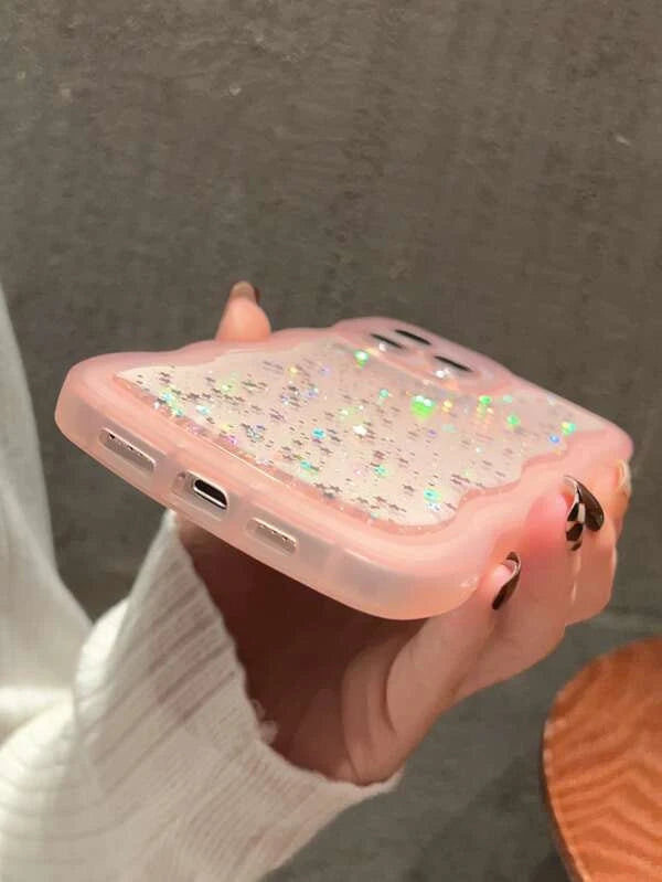 Husa iPhone Pink Wavy Glitter