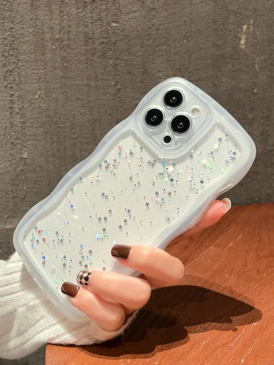 Husa iPhone White Wavy Glitter